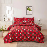 Christmas Quilts Set Twin/Queen/King Size Quilt Microfiber Bedspread Coverlet Set