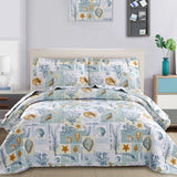 Ocean Quilts Set Twin/Queen/King Size Bedspread Soft Microfiber Coverlet