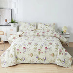 Floral Deer Quilts Set Twin/Queen/King Size Bedspread Soft Microfiber Coverlet