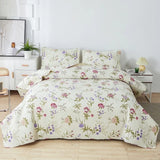 Floral Deer Quilts Set Twin/Queen/King Size Bedspread Soft Microfiber Coverlet