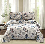 Floral Deer Quilts Set Twin/Queen/King Size Bedspread Soft Microfiber Coverlet