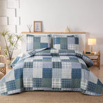 Plaid Patchwork Quilts Set Twin/Queen/King Size Bedspread Soft Microfiber Coverlet