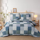 Plaid Patchwork Quilts Set Twin/Queen/King Size Bedspread Soft Microfiber Coverlet