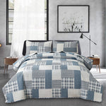 Plaid Patchwork Quilts Set Twin/Queen/King Size Bedspread Soft Microfiber Coverlet