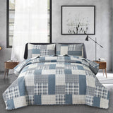 Plaid Patchwork Quilts Set Twin/Queen/King Size Bedspread Soft Microfiber Coverlet