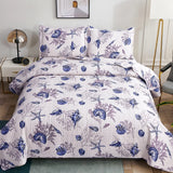 Ocean Quilts Set Twin/Queen/King Size Bedspread Soft Microfiber Coverlet