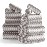 Jessy Home 12 Piece Towel Set Soft Bath Towel for Bathroom-4 Bath Towels, 4 Hand Towels, 4 Washcloths Highly Absorbent Bath Sheet for Hotel & Spa