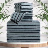 4/8 Pieces Bath Towels Set Bicolor bar Stripe Large Oversized Bath Sheet Soft Towel Set