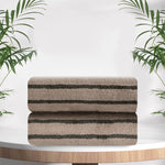 2 Pieces Bicolor Striped Hand Towel Set
