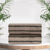 2 Pieces Bicolor Striped Hand Towel Set
