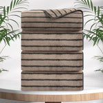 4/8 Pieces Bath Towels Set Bicolor bar Stripe Large Oversized Bath Sheet Soft Towel Set