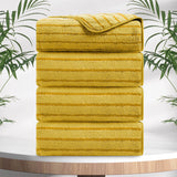 4/8 Pieces Bath Towels Set Bicolor bar Stripe Large Oversized Bath Sheet Soft Towel Set