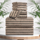 4/8 Pieces Bath Towels Set Bicolor bar Stripe Large Oversized Bath Sheet Soft Towel Set