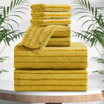 4/8 Pieces Bath Towels Set Bicolor bar Stripe Large Oversized Bath Sheet Soft Towel Set