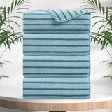 4/8 Pieces Bath Towels Set Bicolor bar Stripe Large Oversized Bath Sheet Soft Towel Set