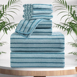 4/8 Pieces Bath Towels Set Bicolor bar Stripe Large Oversized Bath Sheet Soft Towel Set
