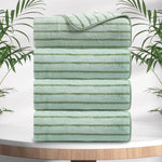 4/8 Pieces Bath Towels Set Bicolor bar Stripe Large Oversized Bath Sheet Soft Towel Set