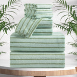 4/8 Pieces Bath Towels Set Bicolor bar Stripe Large Oversized Bath Sheet Soft Towel Set