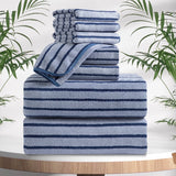 4/8 Pieces Bath Towels Set Bicolor bar Stripe Large Oversized Bath Sheet Soft Towel Set