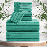 4/8 Pieces Bath Towels Set Bicolor bar Stripe Large Oversized Bath Sheet Soft Towel Set