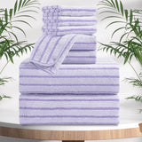 4/8 Pieces Bath Towels Set Bicolor bar Stripe Large Oversized Bath Sheet Soft Towel Set