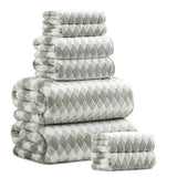 Beartech 8 Piece Microfiber Bath Towel Set 2 Oversized Bath Sheet,2 Hand Towels and 4 Washcloths