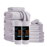 Jessy Home 18 Piece Light Purple Towel Set Include 4 Bath Towels,4 Hand Towels,4 Fingertip Towels,4 Washcloths,2 Rolls Cleaning Towels,Soft Microfiber Highly Absorbent Towel Set for Bathroom