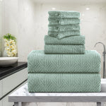Green Essen 8 Pieces Extra Large Bath Towel Set 35"x 70" Highly Absorbent Quick Dry Bath Sheets 600 GSM Bath Towel Clearance Oversized Soft Shower Towels for Bathroom Spa Hotel Gym