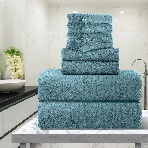 Green Essen 8 Pieces Extra Large Bath Towel Set 35"x 70" Highly Absorbent Quick Dry Bath Sheets 600 GSM Bath Towel Clearance Oversized Soft Shower Towels for Bathroom Spa Hotel Gym