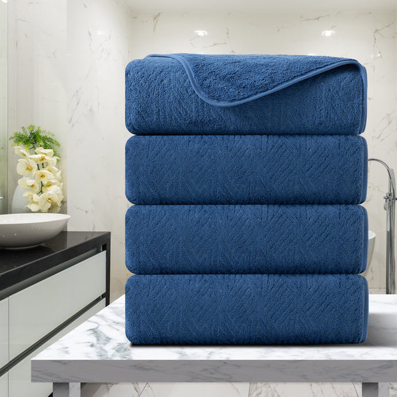 Green Essen 4 Pack Oversized Bath Towel Sets 35 x 70 Highly Absorbent Jessy Home