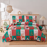 Christmas Quilts Set Twin/Queen/King Size Quilt Microfiber Bedspread Coverlet Set