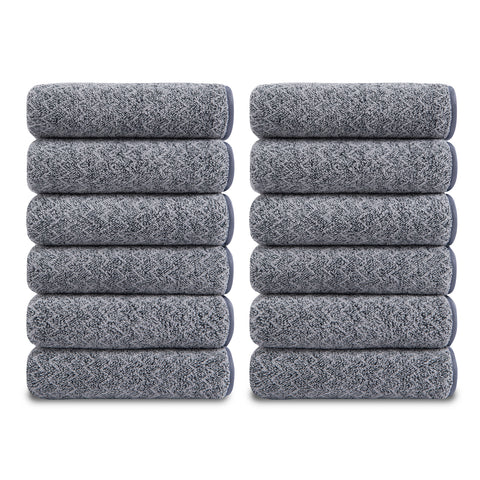 Green Essen 12-Pack Washcloths Set, 13"x13" Luxurious Dish Towels Ultra Soft Face Towels Quick Dry Kitchen Towel Bundle Absorbent Wash Cloths