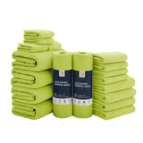 Jessy Home 18 Piece Light Purple Towel Set Include 4 Bath Towels,4 Hand Towels,4 Fingertip Towels,4 Washcloths,2 Rolls Cleaning Towels,Soft Microfiber Highly Absorbent Towel Set for Bathroom