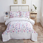 Quilts Set Purple Lilac Flower Bedding Microfiber Bedspread Set
