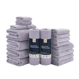 Jessy Home 18 Piece Light Purple Towel Set Include 4 Bath Towels,4 Hand Towels,4 Fingertip Towels,4 Washcloths,2 Rolls Cleaning Towels,Soft Microfiber Highly Absorbent Towel Set for Bathroom