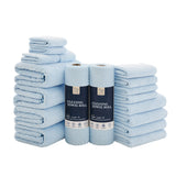 Jessy Home 18 Piece Light Purple Towel Set Include 4 Bath Towels,4 Hand Towels,4 Fingertip Towels,4 Washcloths,2 Rolls Cleaning Towels,Soft Microfiber Highly Absorbent Towel Set for Bathroom