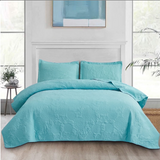 Jessy Home Solid Color Bed Quilt Set Microfiber Bedspread Coverlet