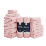 Jessy Home 18 Piece Light Purple Towel Set Include 4 Bath Towels,4 Hand Towels,4 Fingertip Towels,4 Washcloths,2 Rolls Cleaning Towels,Soft Microfiber Highly Absorbent Towel Set for Bathroom