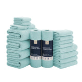 Jessy Home 18 Piece Light Purple Towel Set Include 4 Bath Towels,4 Hand Towels,4 Fingertip Towels,4 Washcloths,2 Rolls Cleaning Towels,Soft Microfiber Highly Absorbent Towel Set for Bathroom