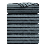 4/8 Pieces Bath Towels Set Bicolor bar Stripe Large Oversized Bath Sheet Soft Towel Set
