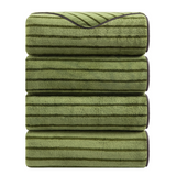 4/8 Pieces Bath Towels Set Bicolor bar Stripe Large Oversized Bath Sheet Soft Towel Set