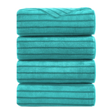4/8 Pieces Bath Towels Set Bicolor bar Stripe Large Oversized Bath Sheet Soft Towel Set