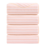 4/8 Pieces Bath Towels Set Bicolor bar Stripe Large Oversized Bath Sheet Soft Towel Set