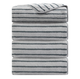 4/8 Pieces Bath Towels Set Bicolor bar Stripe Large Oversized Bath Sheet Soft Towel Set