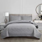 Jessy Home Twin Size Quilts Gray Lightweight Microfiber Floral Bedspread Coverlet Set