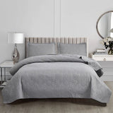 Jessy Home Twin Size Quilts Gray Lightweight Microfiber Floral Bedspread Coverlet Set