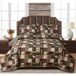 Jessy Home Bedding Cover Queen Size Microfiber Reversible Quilt Set Deer Bear 3 Piece Bed in a Bag Set