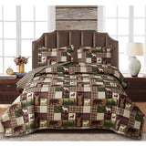 Jessy Home Bedding Cover Queen Size Microfiber Reversible Quilt Set Deer Bear 3 Piece Bed in a Bag Set