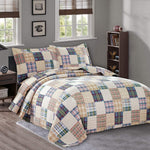 Quilt Set King Size Plaid Bedspread Coverlet King Quilts Patchwork Bedding Mens Plaid Collection Quilt Bedspread Lightweight Reversible Quilt Bedding Set King Bedspread with Pillow Shams,Beige