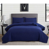 Jessy Home Twin Size Quilts Navy Lightweight Microfiber Bedspread Coverlet Set